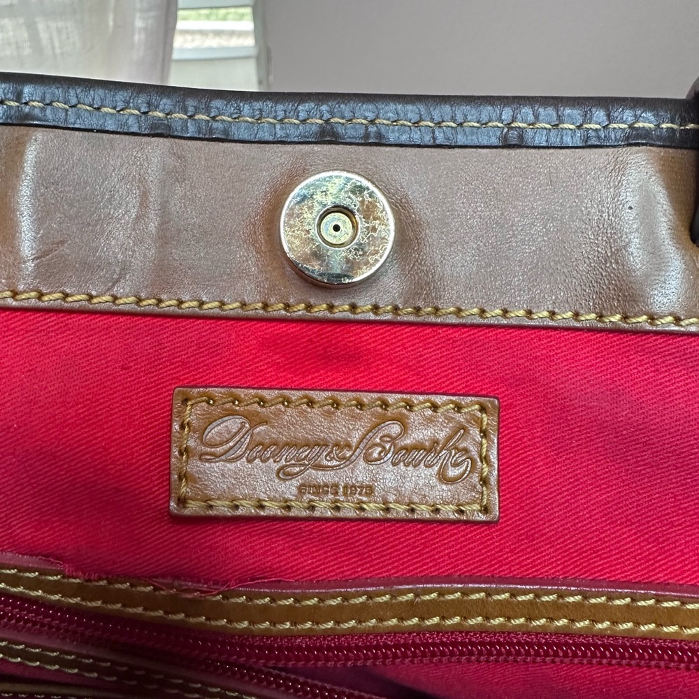 Dooney & Bourke Brown & Gold Signature DB Tote - Picture 2 of 7